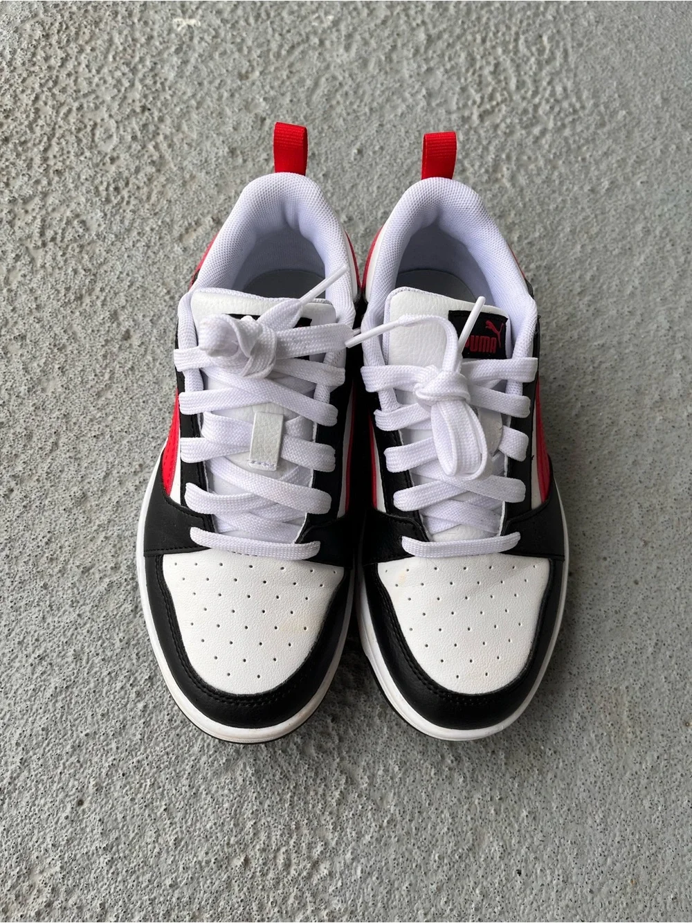 Puma Kids Black, White & Red Low-Top Sneakers